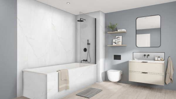 Athena-Marble-Black-Glacier-White-Splashback (1) ATHENA MARBLE Mermaid Elite 2420x1200x10mm PF/T&G