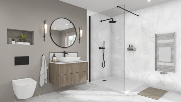Athena-Marble-Black-Glacier-White-Splashback ATHENA MARBLE Mermaid Elite 2420x1200x10mm PF/T&G