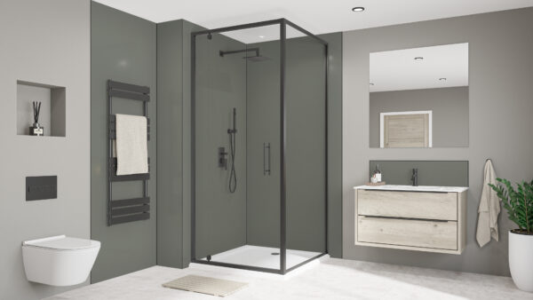 Battleship-Grey-Black-Linear-Oak-Splashback Seafoam Green / Battleship Grey Alloy 2440 x 1220 x 4