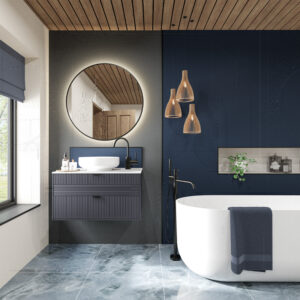Deep Sea Blue Splashback Deep Sea Blue / Smoked Rose Alloy 600 x 250 x 4mm