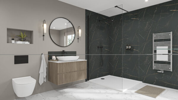 Marbre-Celeste-Black-Hadrian-Green-Splashback Marbre Celeste 2420 x 580 x 9mm DPF