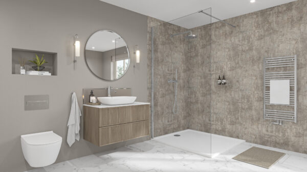 Modern-Concrete-Chrome-Terra-Grey-Splashback Modern Concrete 2420 x 1200 x 9mm T&G