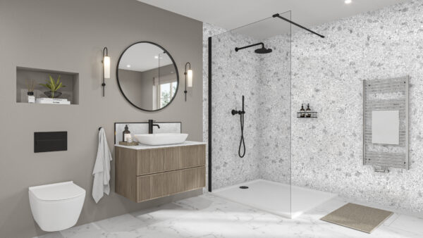 Terrazzo-Nuage-Black-Fossil-Stone-Splashback Terrazzo Nuage 2420 x 1200 x 9mm T&G