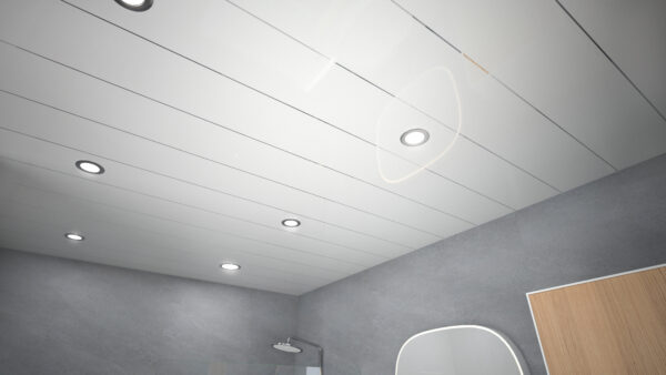 CEILING PANEL 10mm x 200mm x 2.7m (WHITE WITH SINGLE SILVER STRIP) (PK8)